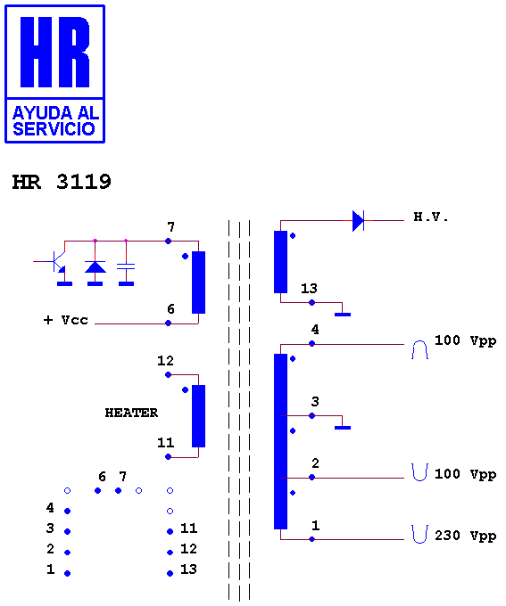 Schematic diagram for HR 3119 TS